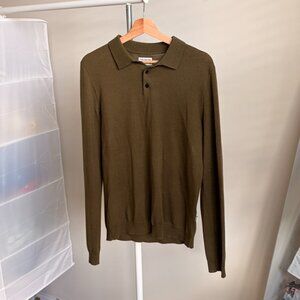 Frank & Oak knitted Long Sleeve Collar Shirt - Men's, Medium, Green